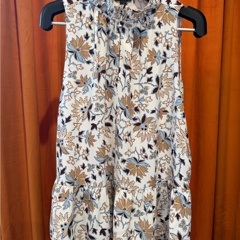 Ann Taylor Floral Sleeveless Blouse - Cream and Blue